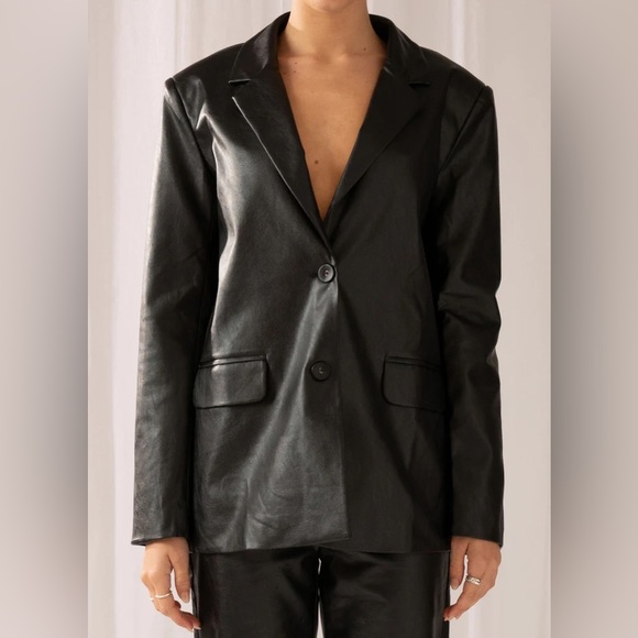 Peppermayo Exclusive - There She Goes PU Blazer - Black US 2 - New With Tags - Picture 1 of 6